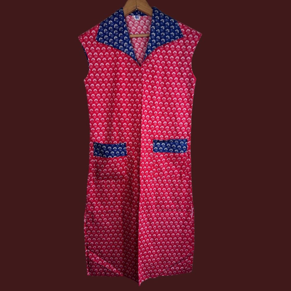 Vintage 60s SM Collection Apron House Dress with Side Slits